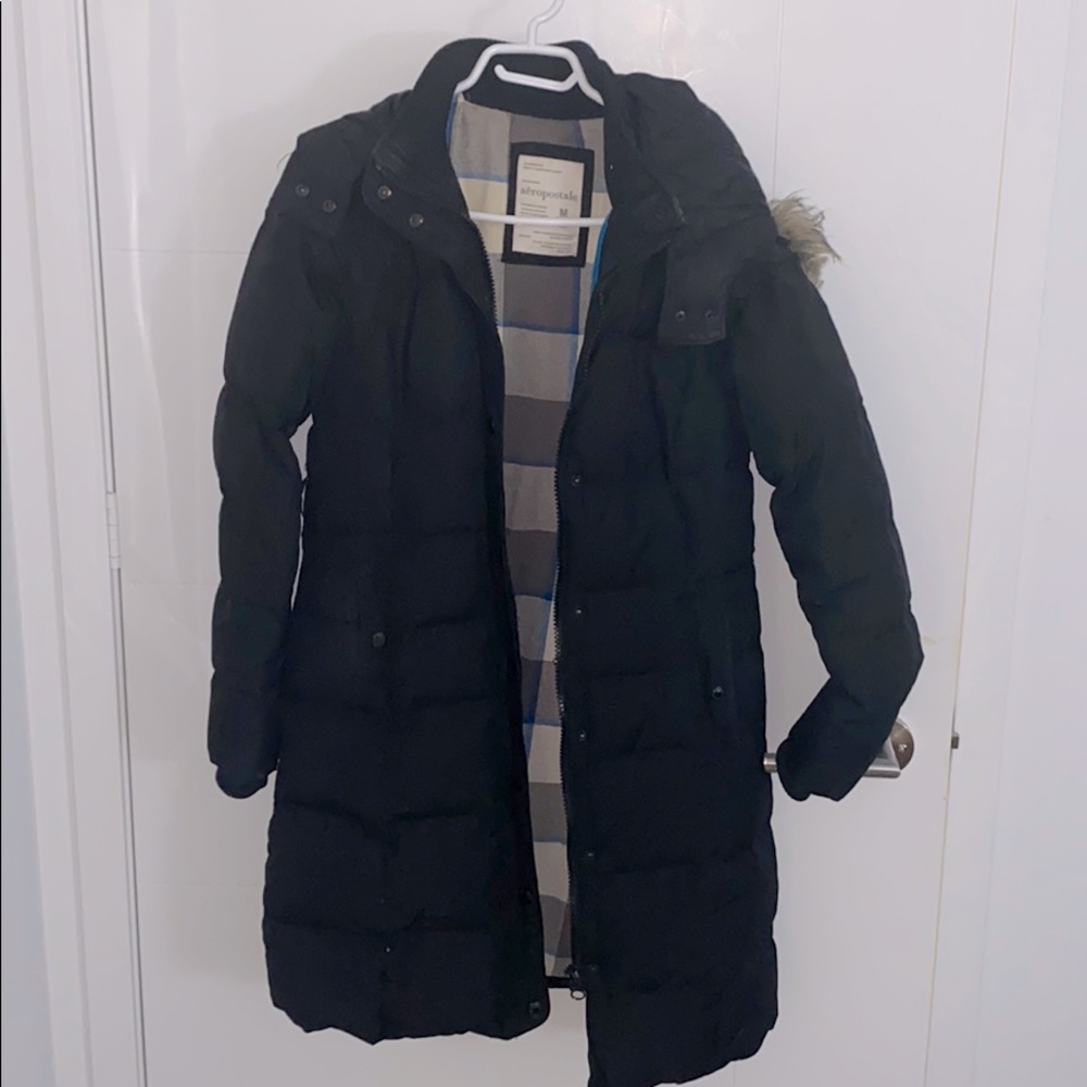 Aeropostle Black long puffer jacket